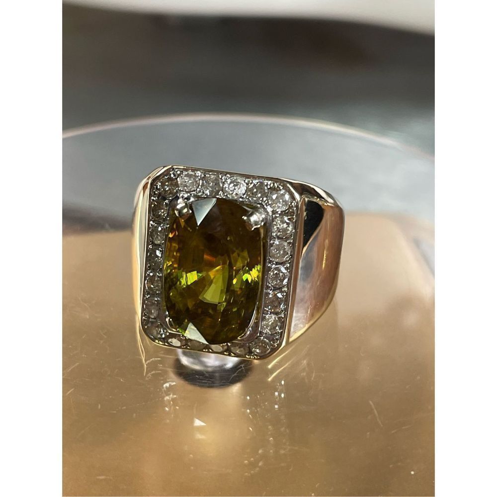 14KT Yellow Gold Sphene & Diamond Ring
